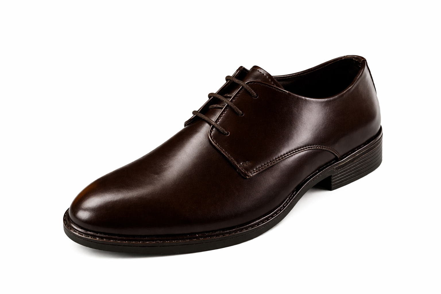 Men’s Plain Derby Shoes  | Vegan Leather - Brown