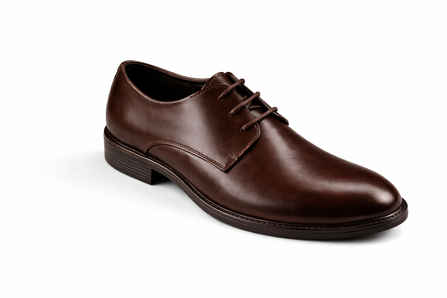 Men’s Plain Derby Shoes  | Vegan Leather - Brown