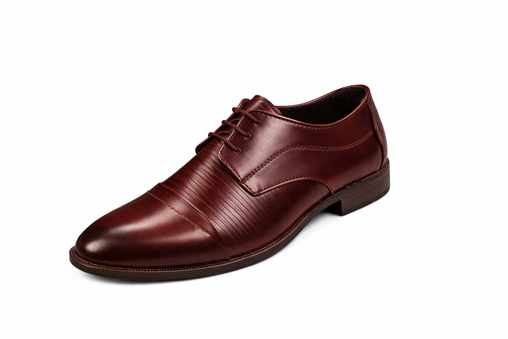 Men’s Cap Toe Derby Shoes | Vegan Leather - Cherry Brown