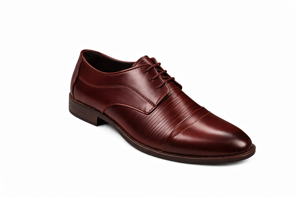 Men’s Cap Toe Derby Shoes | Vegan Leather - Cherry Brown