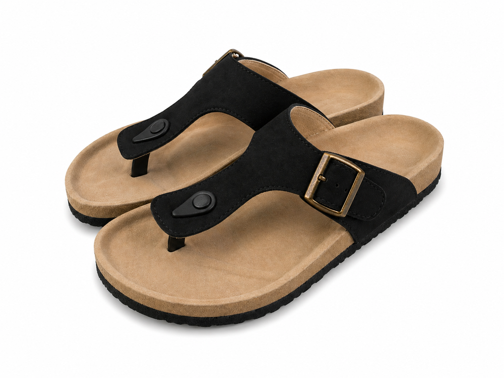 Men’s Toe Ring Sandals | Vegan Leather – Black