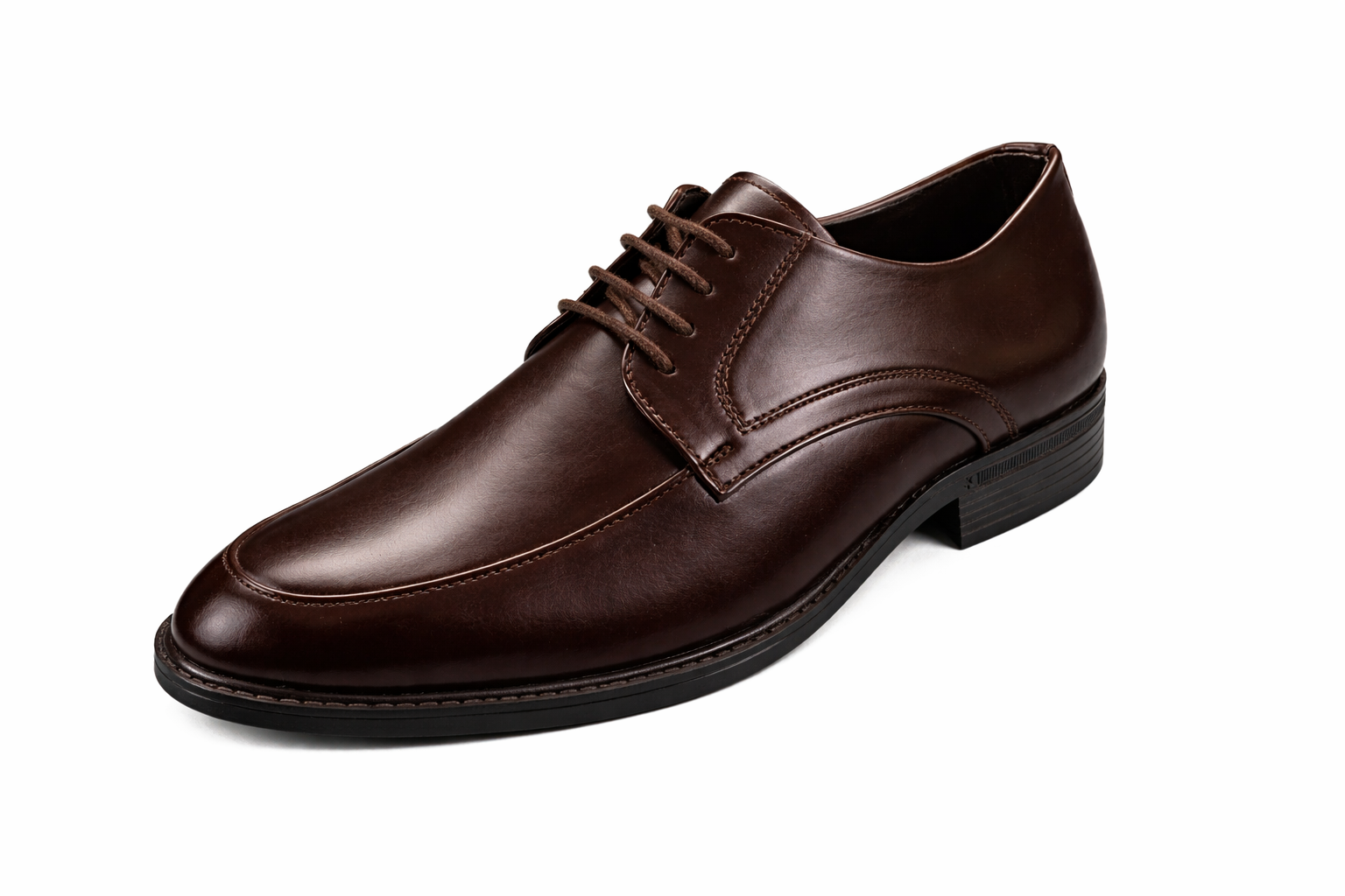 Men’s Apron Toe Derby Shoes | Vegan Leather - Brown