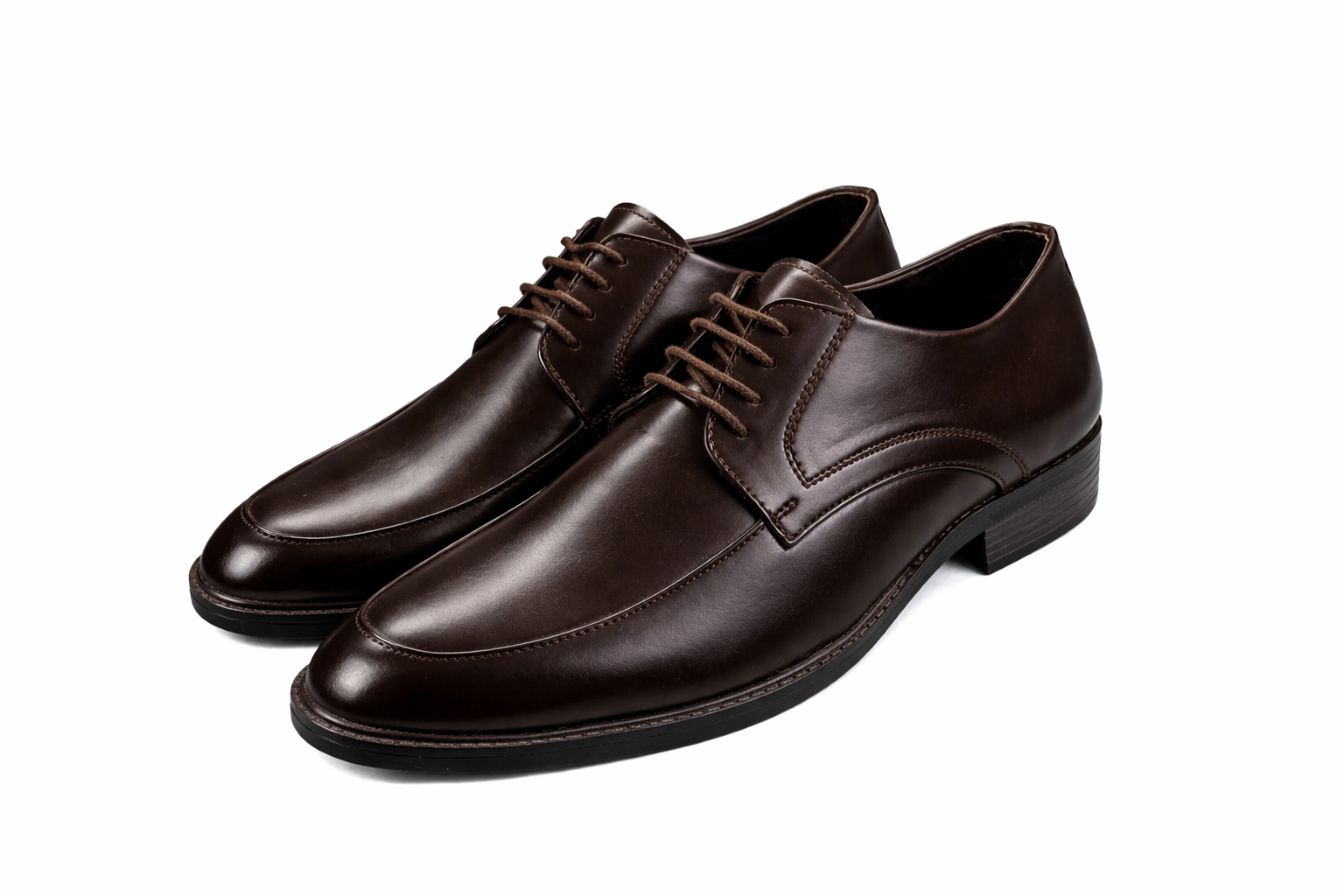 Men’s Apron Toe Derby Shoes | Vegan Leather - Brown