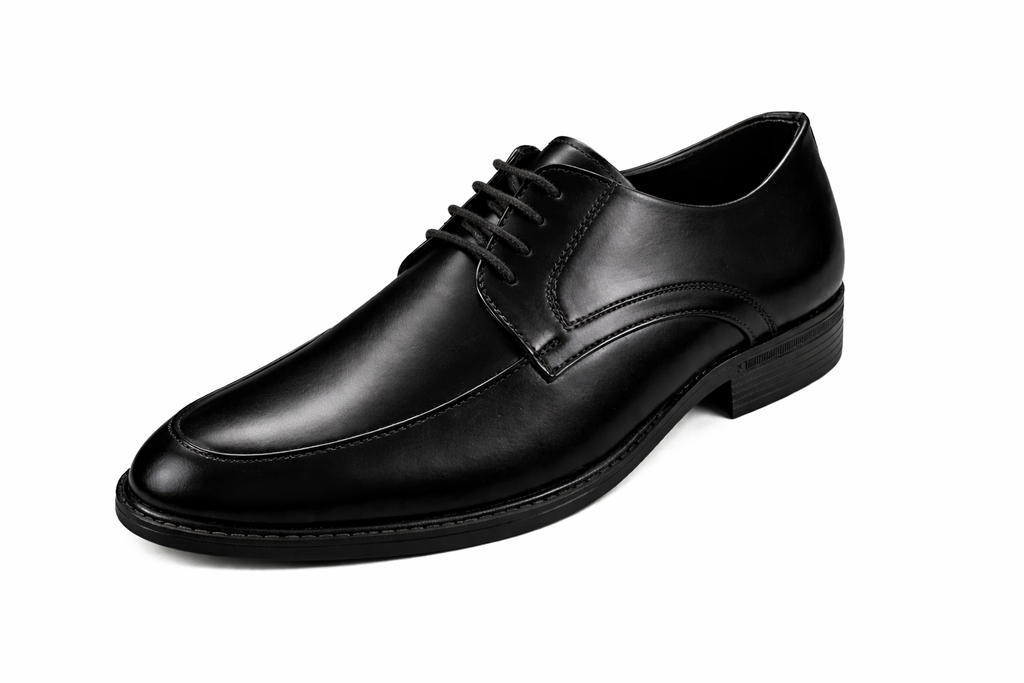 Men’s Apron Toe Derby Shoes | Vegan Leather - Black