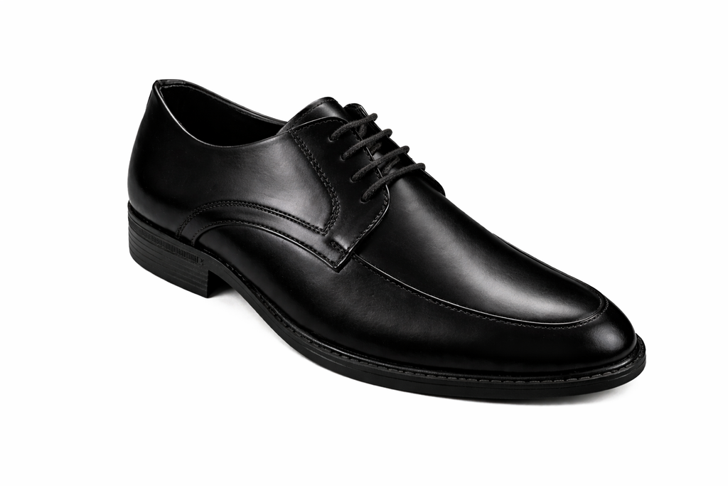 Men’s Apron Toe Derby Shoes | Vegan Leather - Black