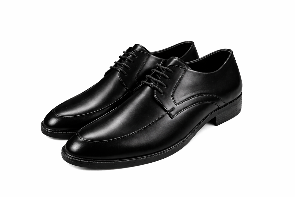 Men’s Apron Toe Derby Shoes | Vegan Leather - Black