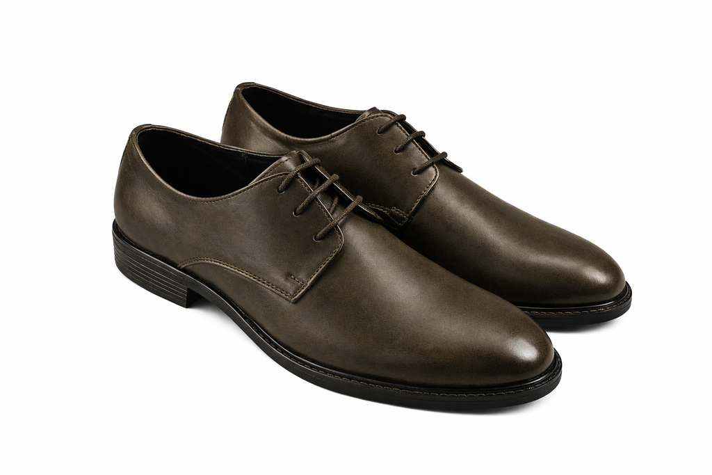 Men’s Plain Derby Shoes | Crust Leather - Brown