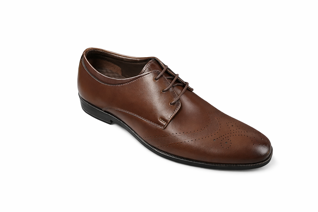 Men’s Semi Brogue Derby Shoe | Crust Leather - Brown