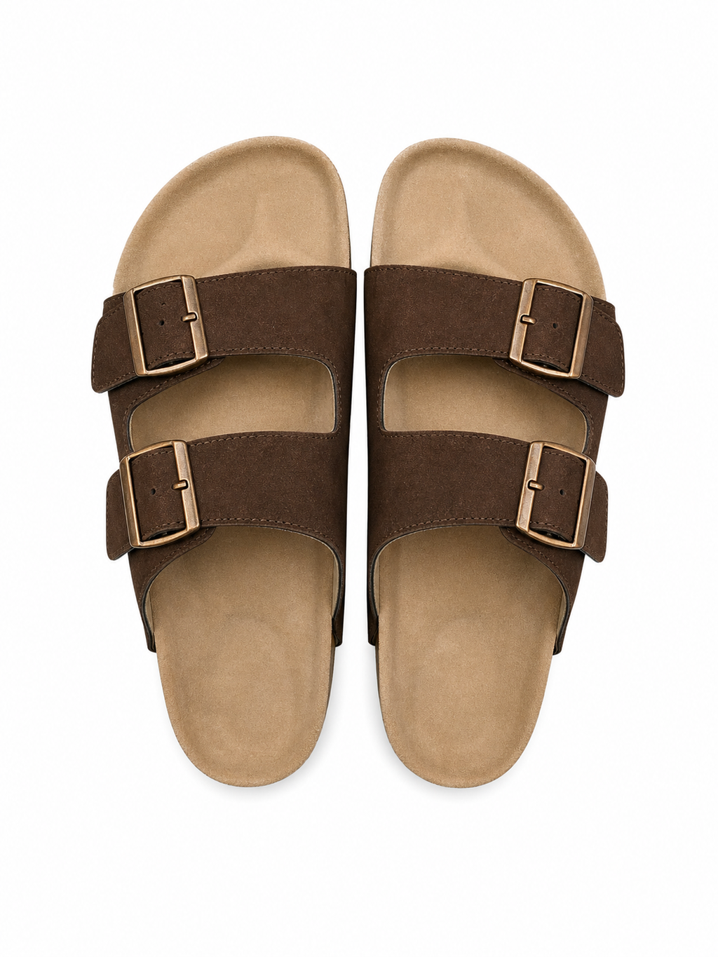 Men’s Double Strap Sandals | Vegan Leather – Brown