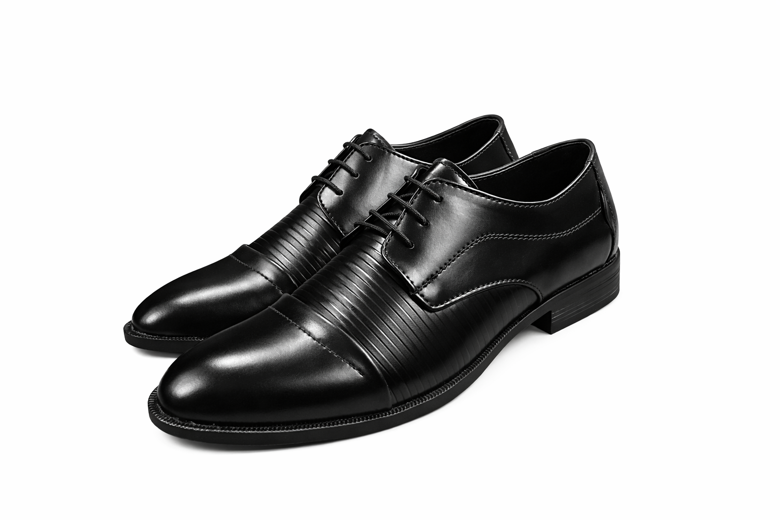 Men’s Cap Toe Derby Shoes | Vegan Leather - Black