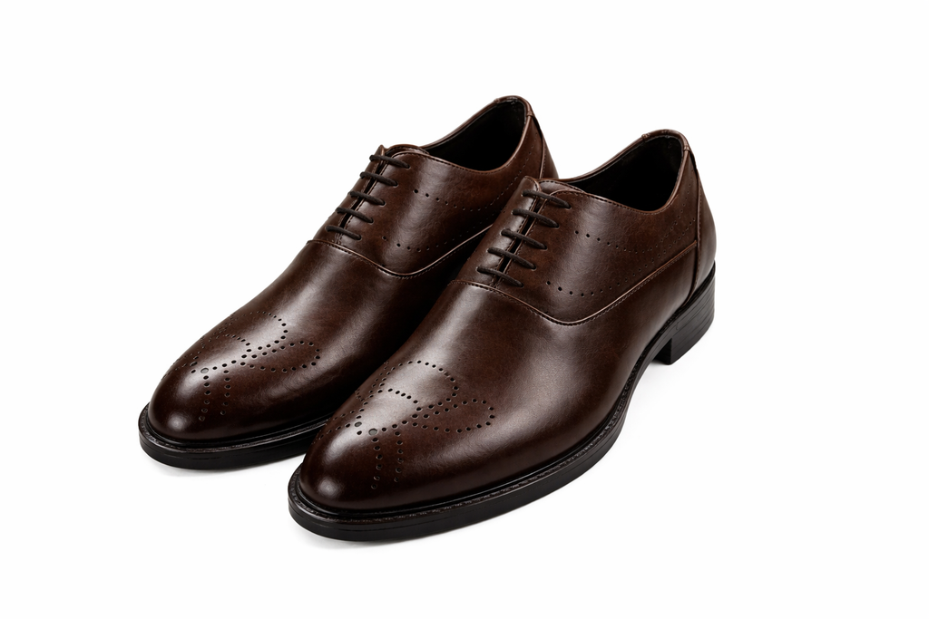 Men’s Semi Brogue Derby Shoes | Vegan Leather - Brown