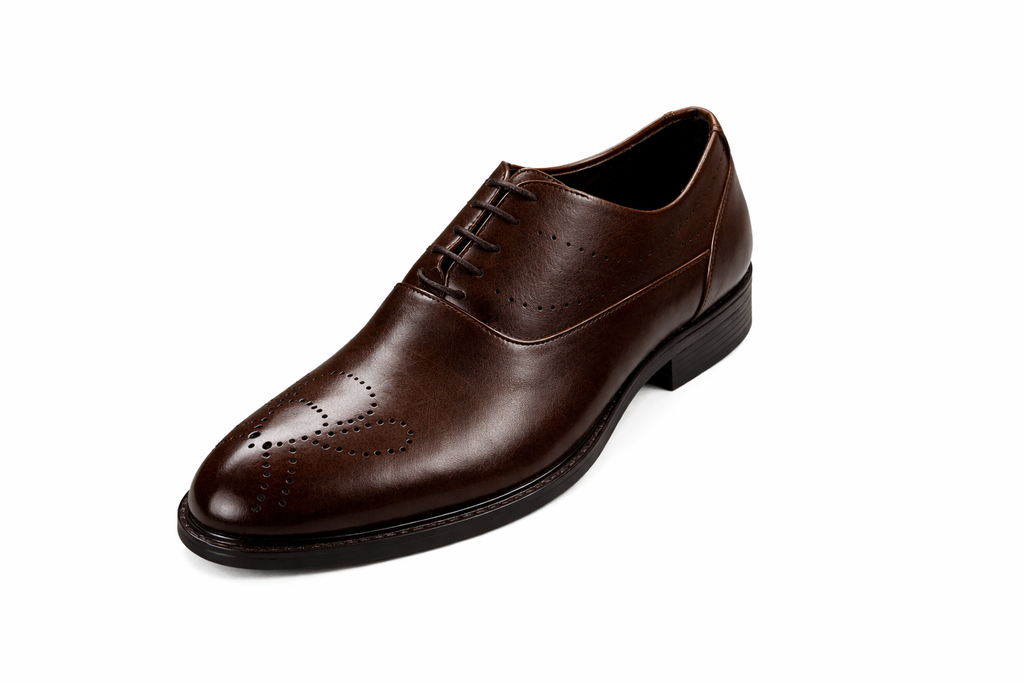 Men’s Semi Brogue Derby Shoes | Vegan Leather - Brown