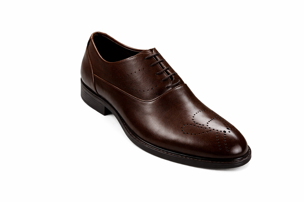 Men’s Semi Brogue Derby Shoes | Vegan Leather - Brown