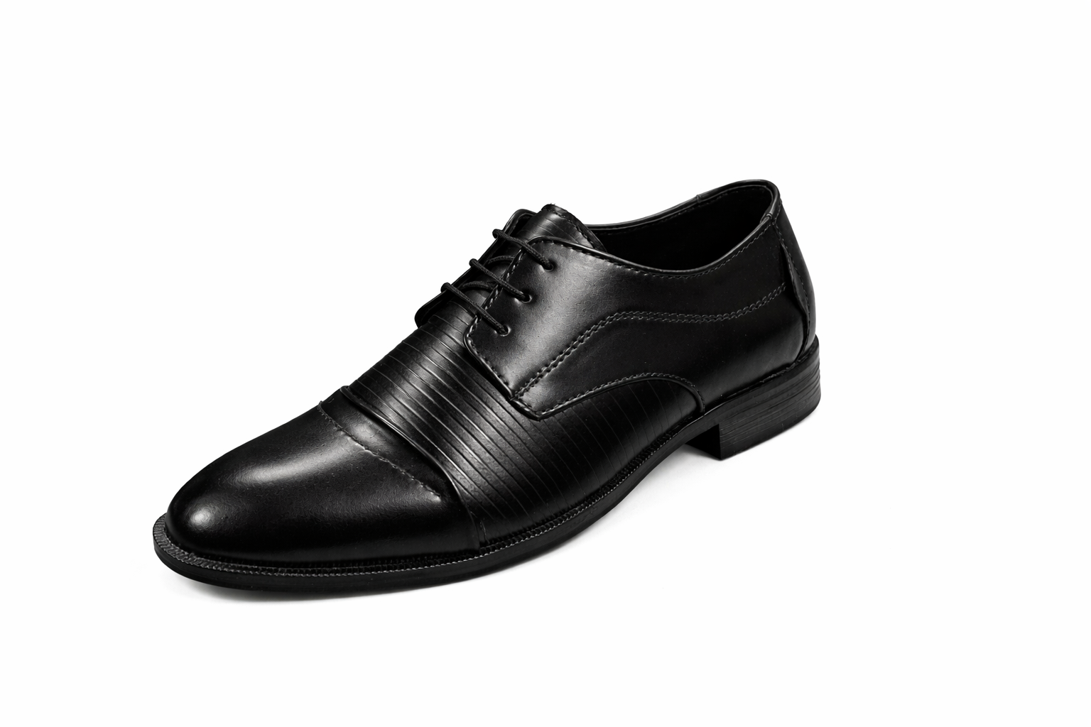 Men’s Cap Toe Derby Shoes | Vegan Leather - Black