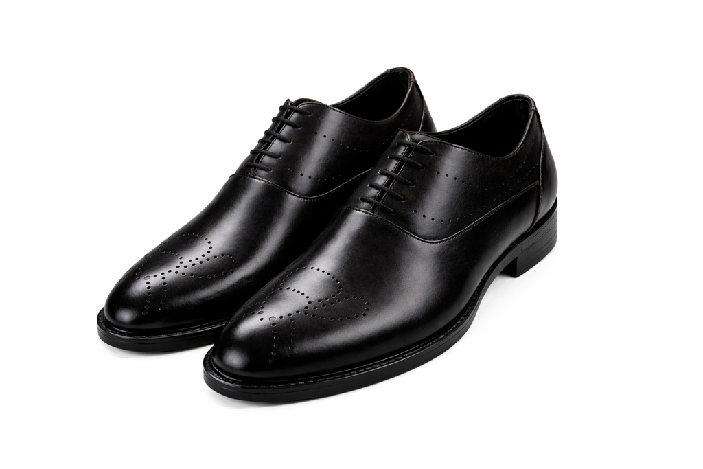 Men’s Semi Brogue Derby Shoes | Vegan Leather - Black