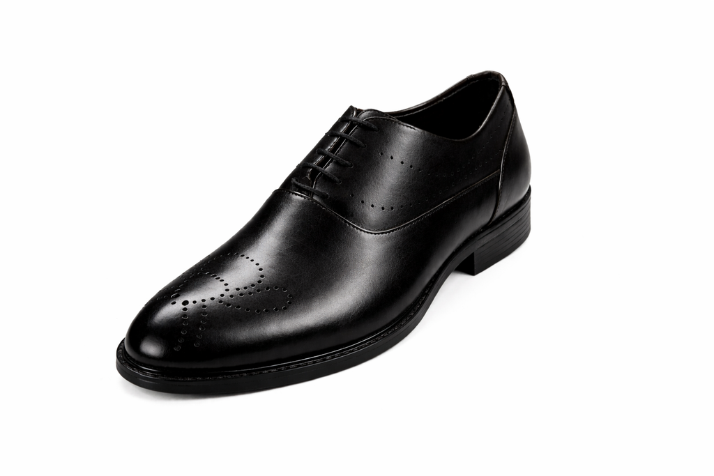 Men’s Semi Brogue Derby Shoes | Vegan Leather - Black