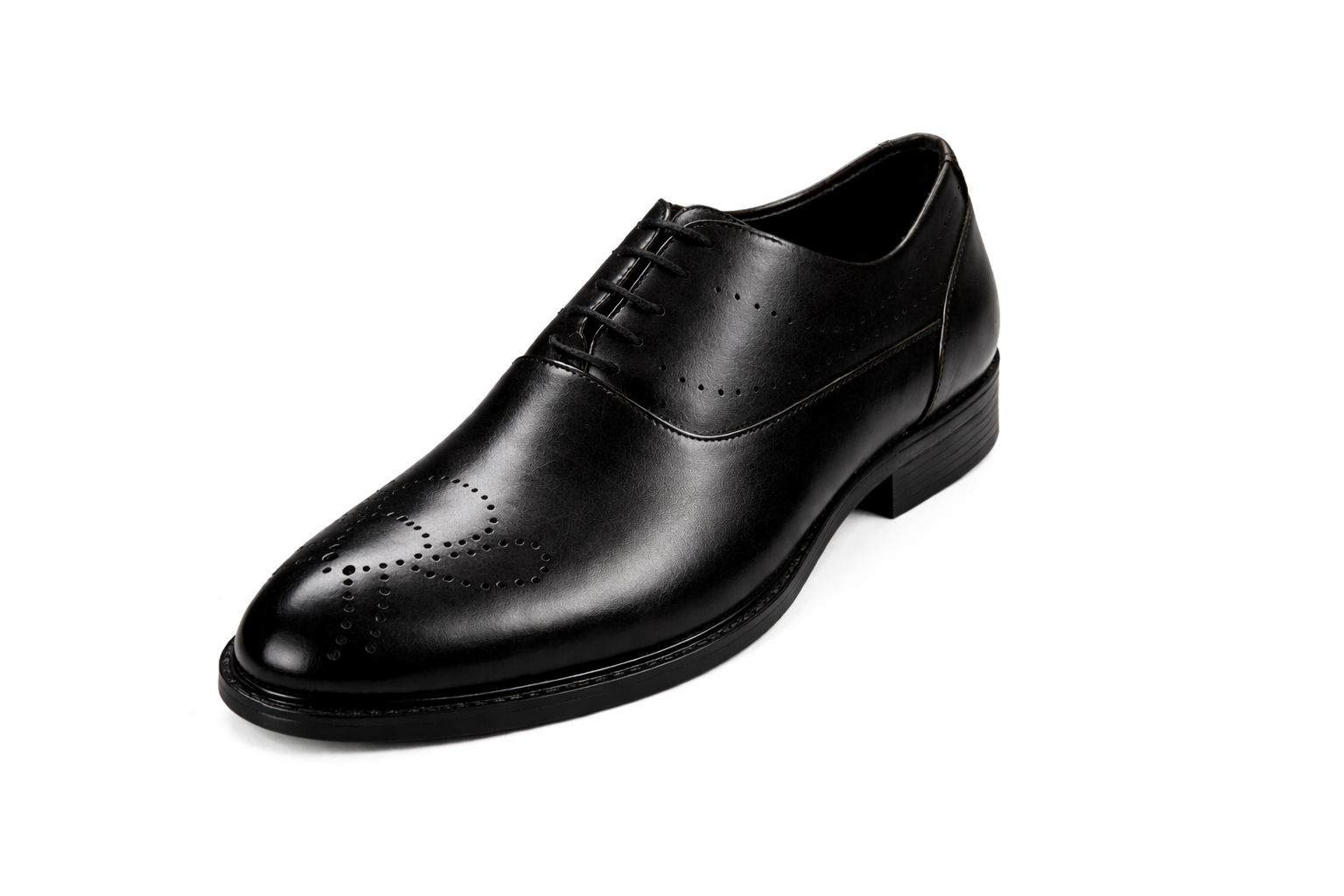 Men’s Semi Brogue Derby Shoes | Vegan Leather - Black