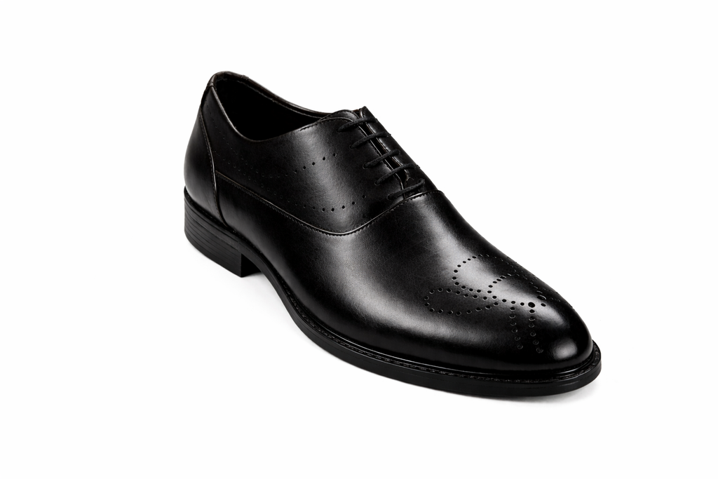Men’s Semi Brogue Derby Shoes | Vegan Leather - Black