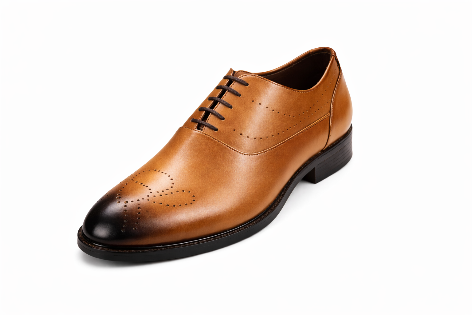 Men’s Semi Brogue Derby Shoes | Vegan Leather - Tan