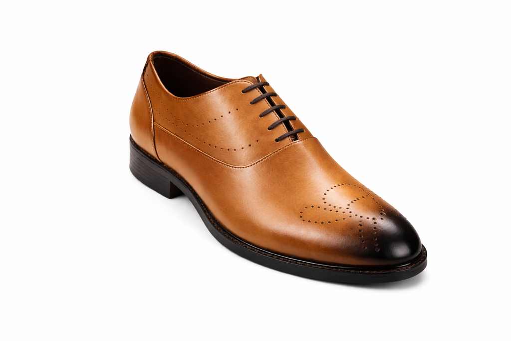 Men’s Semi Brogue Derby Shoes | Vegan Leather - Tan
