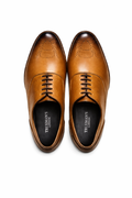Men’s Semi Brogue Derby Shoes | Vegan Leather - Tan