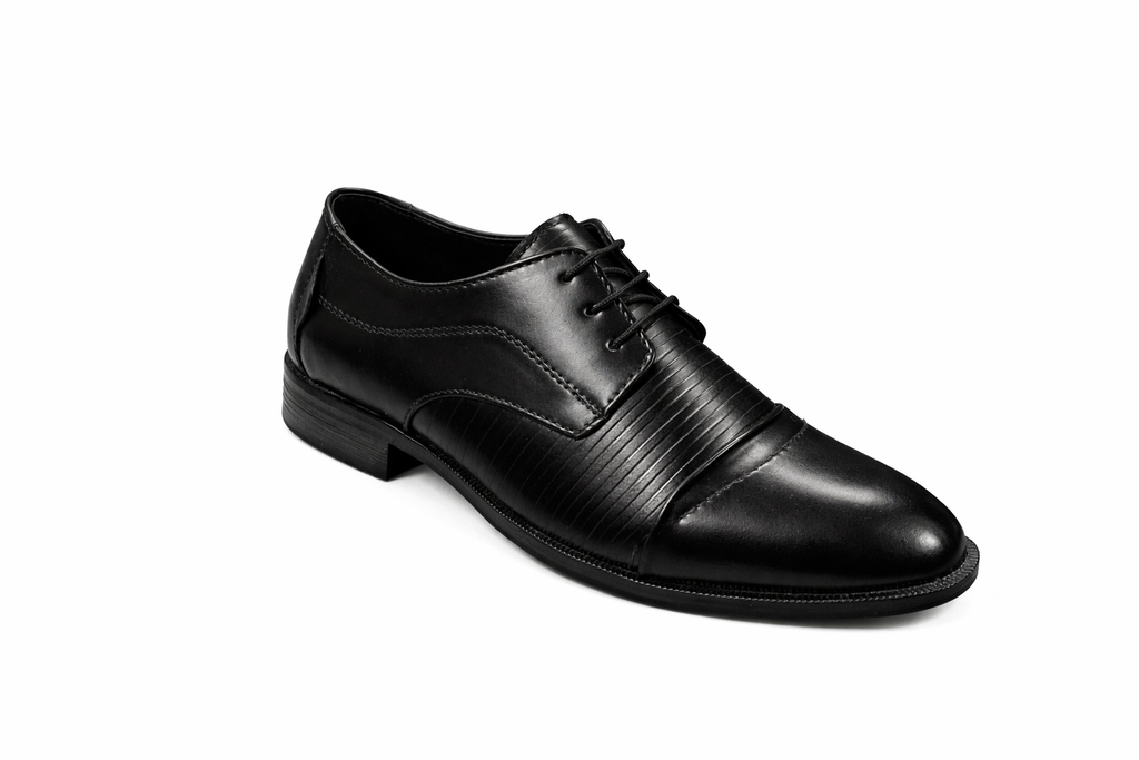 Men’s Cap Toe Derby Shoes | Vegan Leather - Black