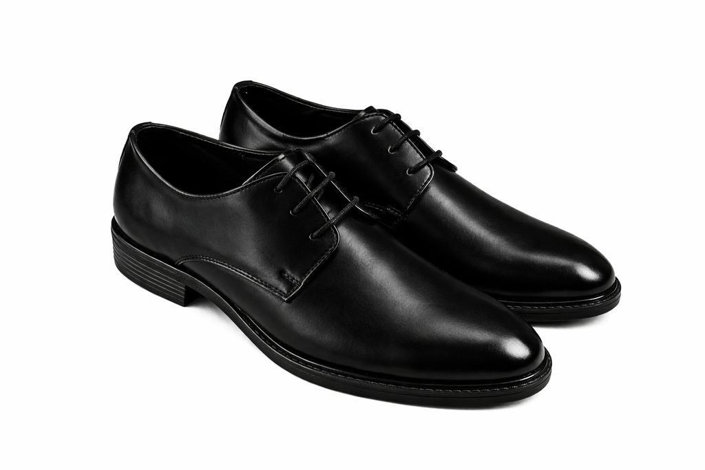 Men’s Plain Derby Shoes  | Vegan Leather - Black