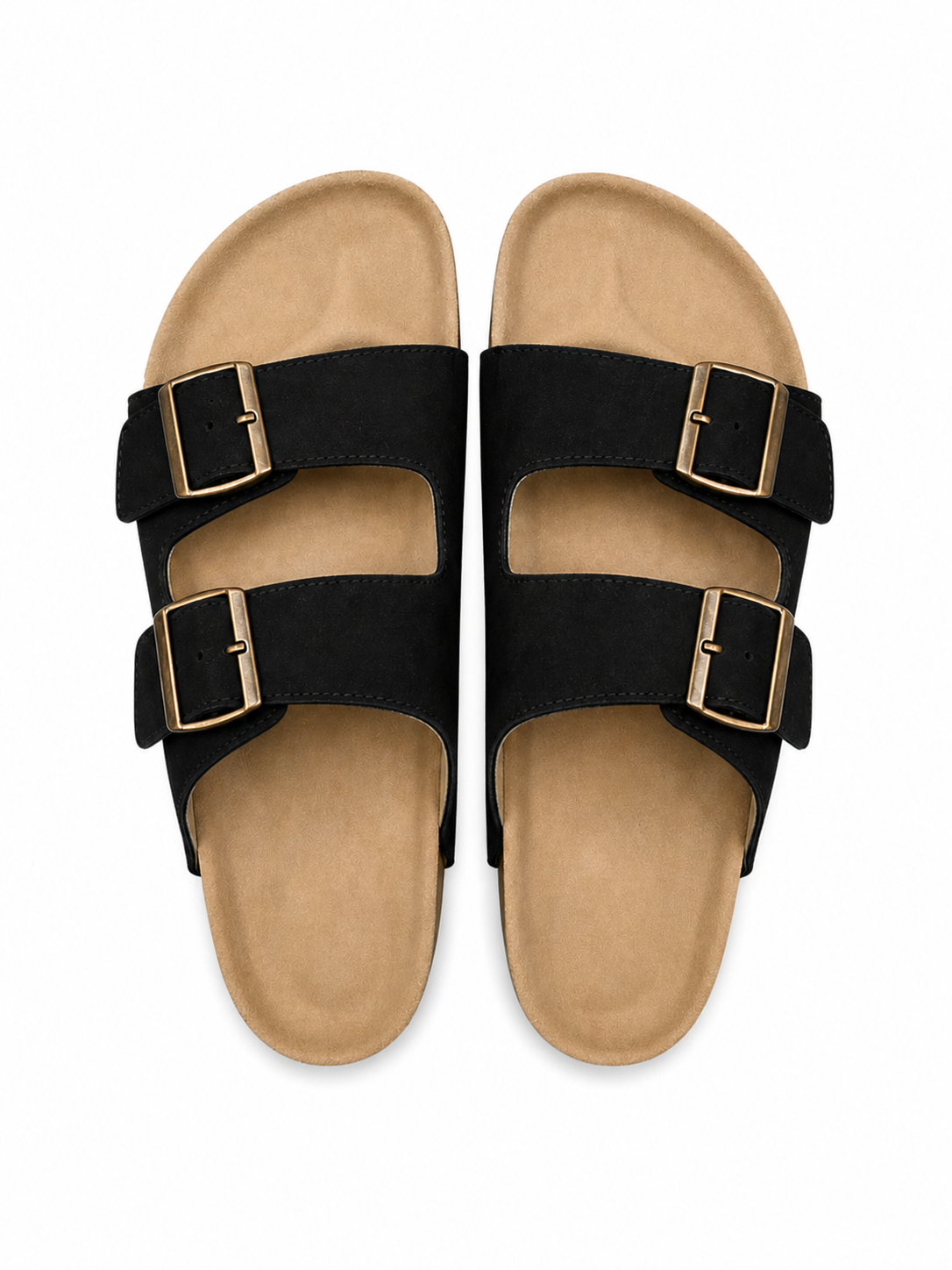 Men’s Double Strap Sandals | Vegan Leather – Black