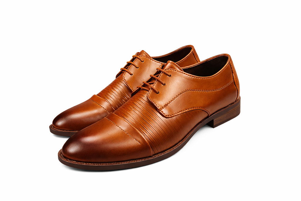 Men’s Cap Toe Derby Shoes | Vegan Leather - Tan