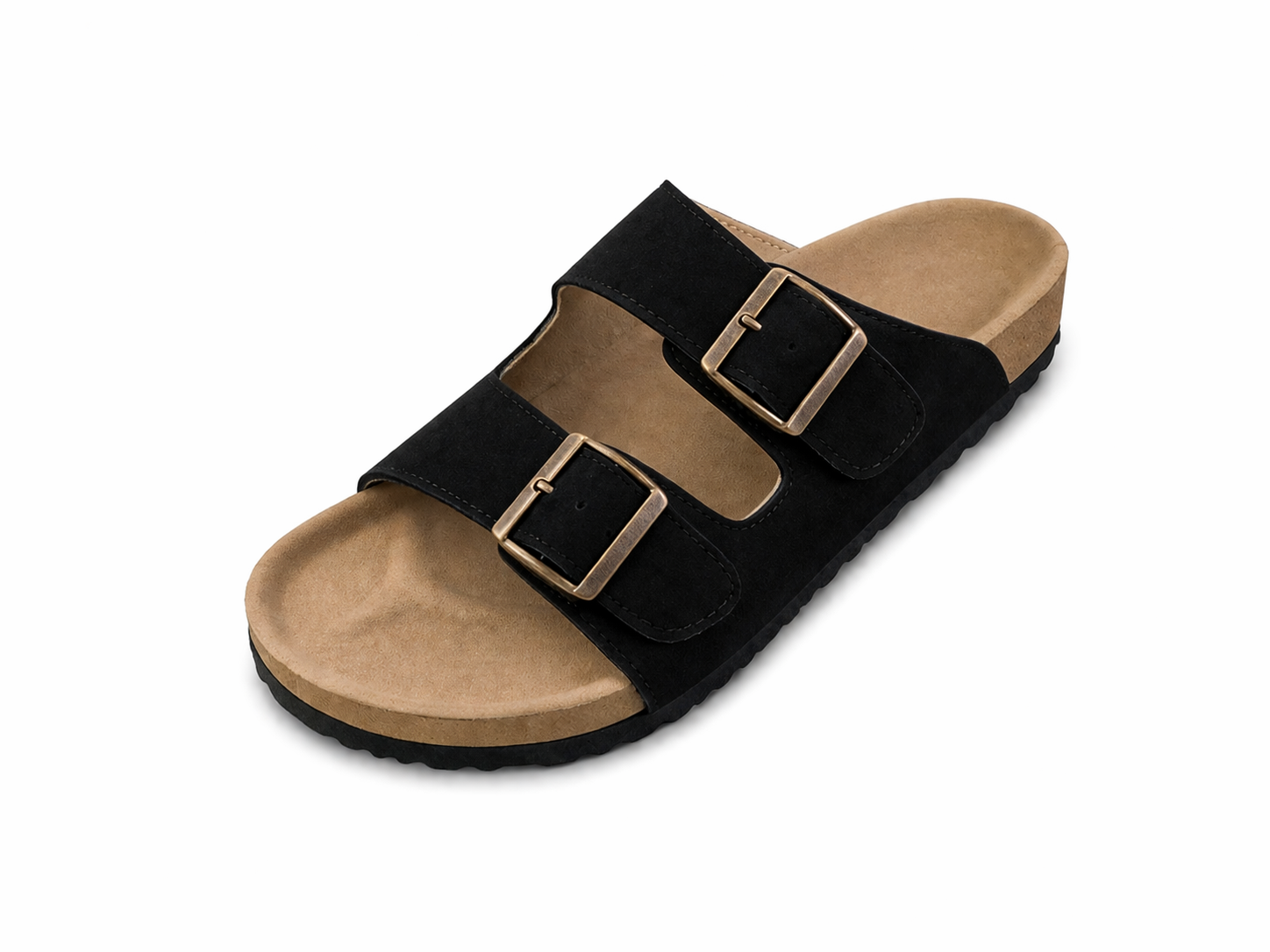 Men’s Double Strap Sandals | Vegan Leather – Black