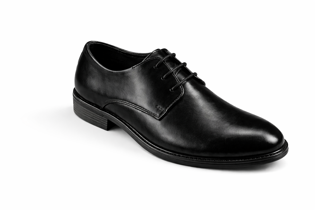 Men’s Plain Derby Shoes  | Vegan Leather - Black