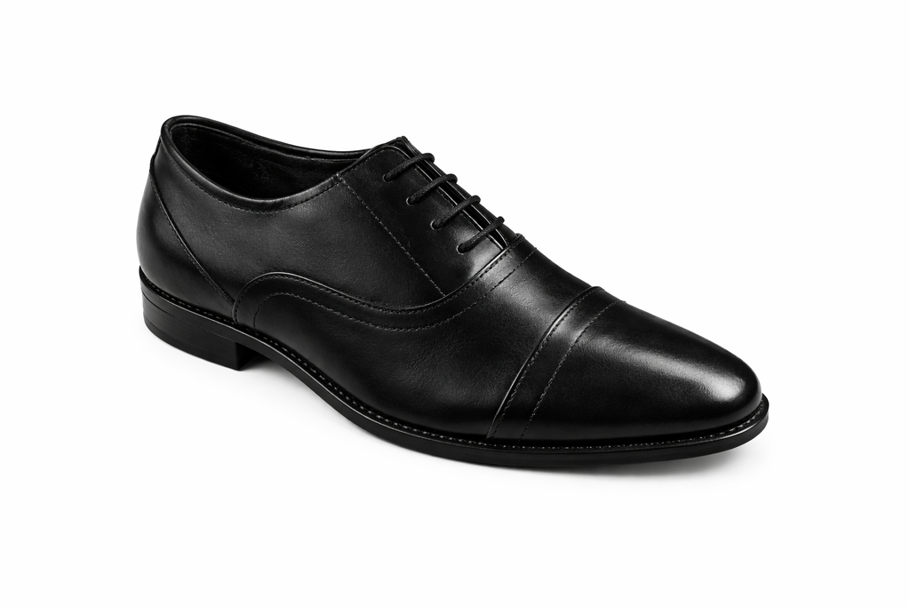 Men’s Cap Toe Oxford Shoes | Crust Leather - Black