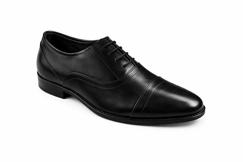 Men’s Cap Toe Oxford Shoes | Crust Leather - Black