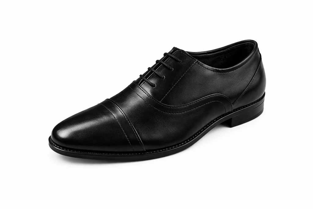 Men’s Cap Toe Oxford Shoes | Crust Leather - Black