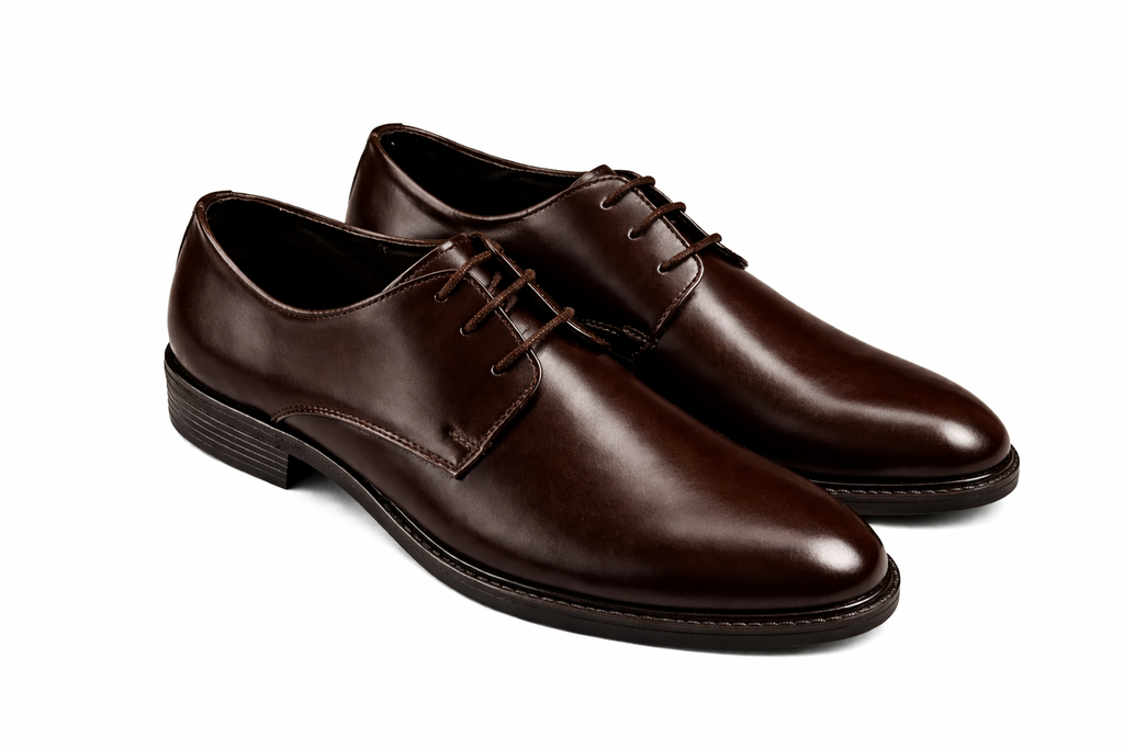 Men’s Plain Derby Shoes  | Vegan Leather - Brown