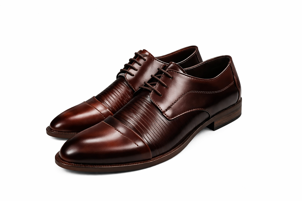Men’s Cap Toe Derby Shoes | Vegan Leather - Cherry Brown