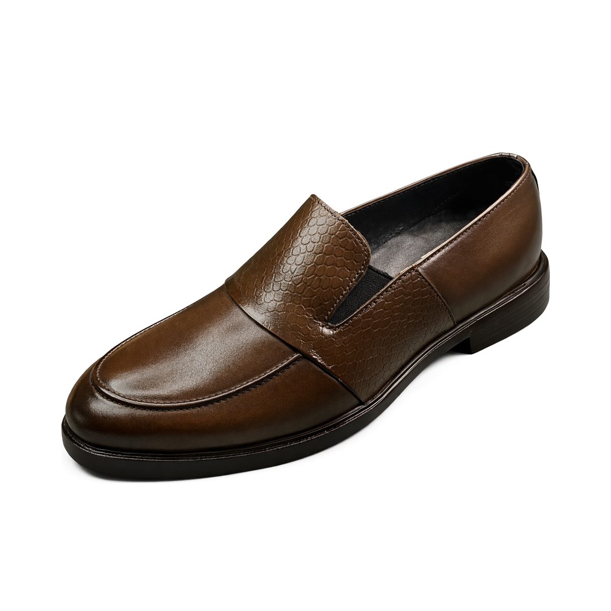 Aero Crust Leather Loafers - Brown